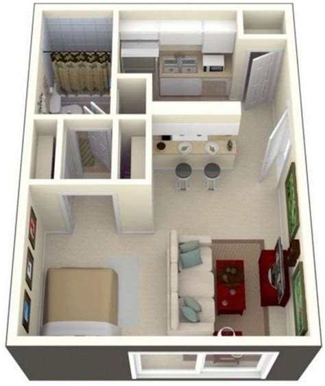 1 Dormitorio Diseño casas pequeñas Diseño de casas sencillas Planos