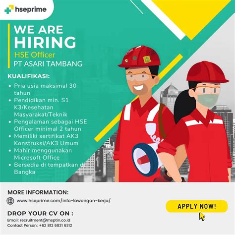 Info Lowongan Kerja HSE Officer PT ASARI TAMBANG HSEPRIME