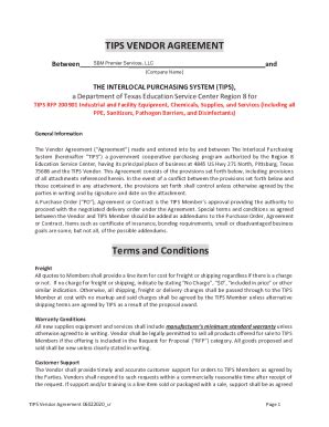 Fillable Online ADDENDUM NO 1 TO TIPS CONTRACT 200901 Industrial And