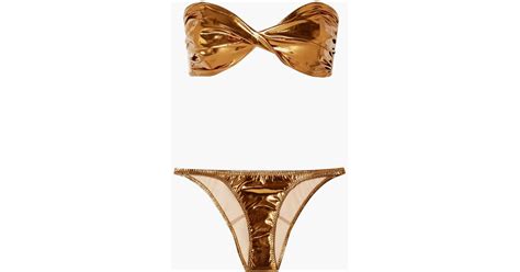 Lisa Marie Fernandez Alexia Twisted Metallic Stretch Pvc Bandeau Bikini