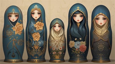 Premium AI Image | A collection of vintage handpainted nesting dolls ...