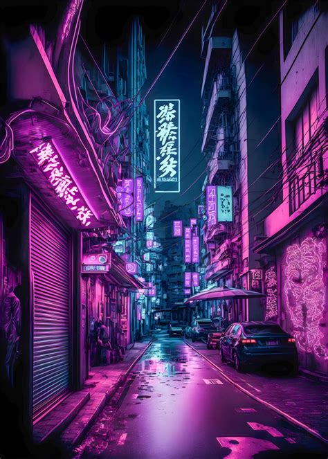 Vibrant Tokyo Night Lights Poster Picture Metal Print Paint By