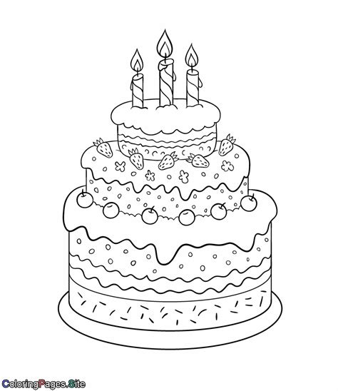 Cake And Balloon Birthday Coloring Pages