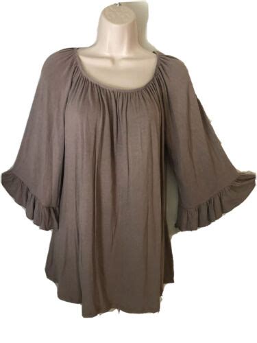 Womens Dressin Gaudy Quarter Sleeve Soft Flowing Tunic Ruffle Bell