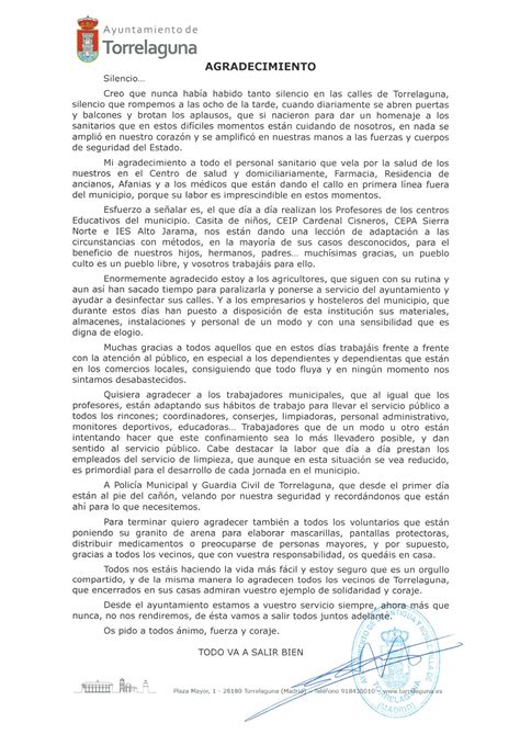 Agradecimiento Del Alcalde Ayuntamiento De Torrelaguna