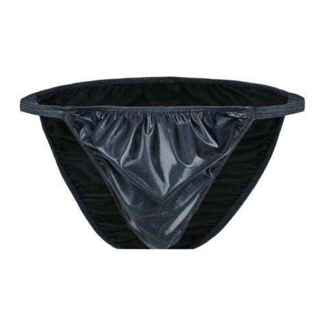 Men S Lingerie Ruched Bikini Briefs Latex Rubber Underwear Pouch Panty