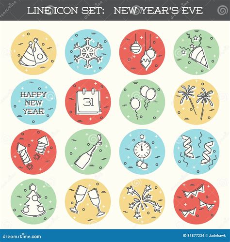 New Year`s Eve Icon Set Stock Vector Illustration Of Calendar 81877234