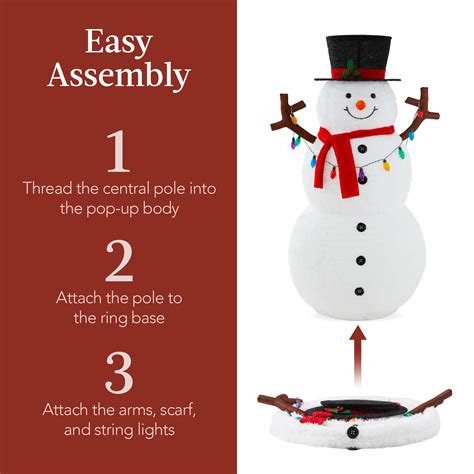 5ft Lighted Pop Up Snowman Outdoor Christmas Decor W 200 Led Lights