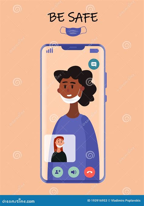 Stay Safe Online Communication With Smartphone App Stock Vector