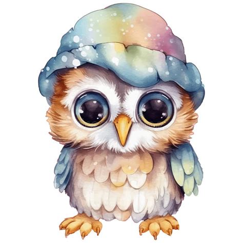 Watercolor Cute Owl Graphic Illustration 5 Stock Vector Illustration