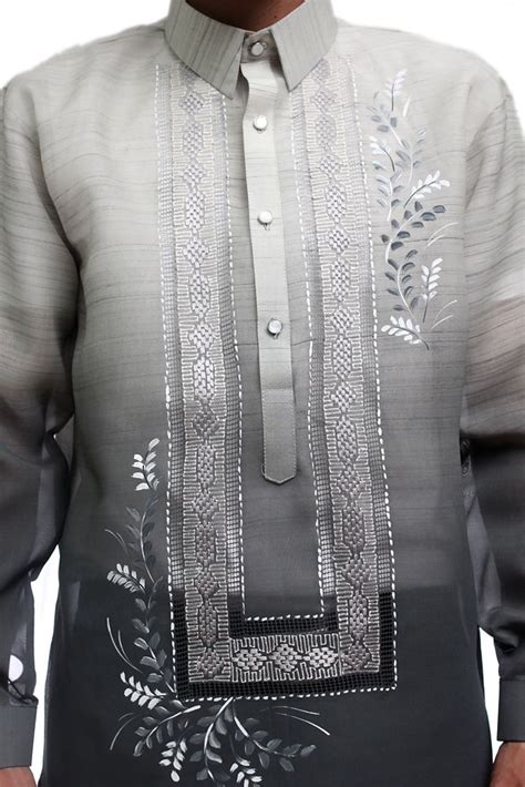 Gorgeous Gray Jusi Pina Monochromatic Barong Tagalog Available In Sizes