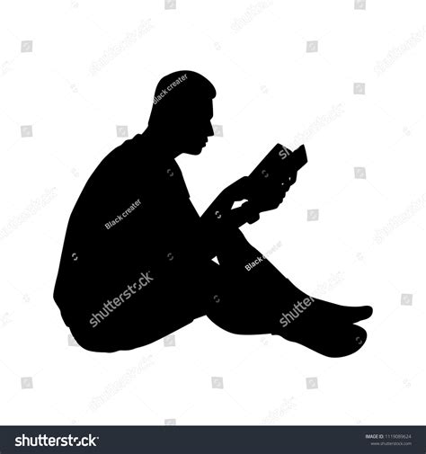 Man Reading Book Silhouette Vector Education เวกเตอร์สต็อก ปลอดค่า