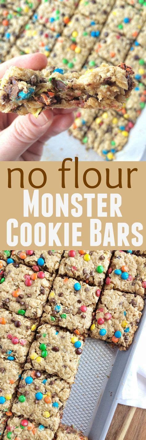 No Flour Monster Cookie Bars Are Loaded With Oats Peanut Butter