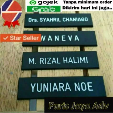 Jual Nametag Hitam Dop Papan Nama Dada Pdh Pns Akrilik Gravo Acrylic