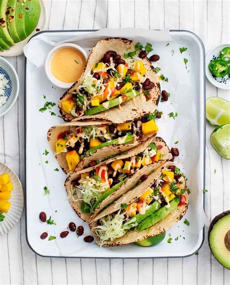 Spicy Mango Black Bean And Avocado Tacos Recipe Love And Lemons