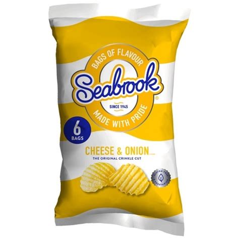 C SEABROOK CRINKLE CUT CHEESE ONION M PACK CRISPS 6pk X 8 Freemans