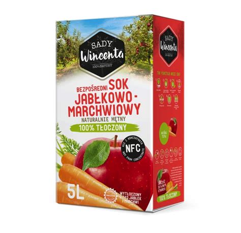 Naturalnie mętny sok jabłko marchew 5l Najniższa cena SADY WINCENTA