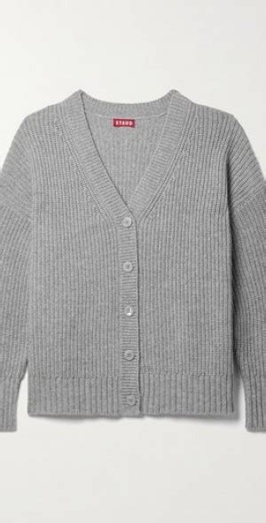 Staud Matilda Ribbed Knit Wool Blend Cardigan