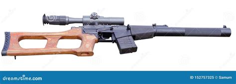 Modern Russian Sniper Rifle with Optic Scope on White Stock Image ...