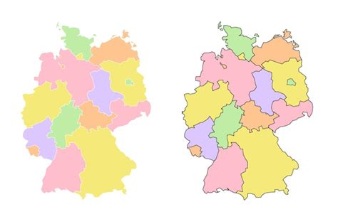 Politische Landkarte Deutschland Niedrig Detailliert Premium Vektor