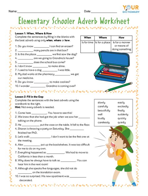 Fillable Online Elementary Schooler Adverb Worksheet Elementary Schooler Adverb Worksheet Fax