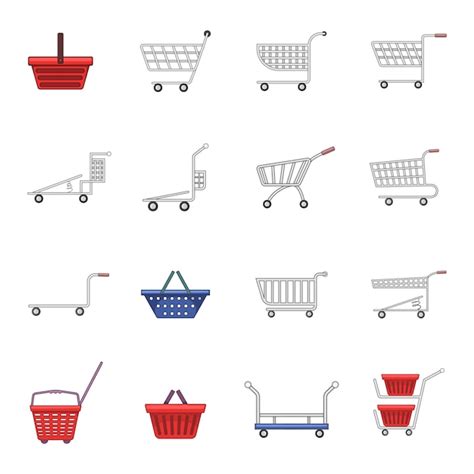 Conjunto De Iconos De Carrito De Compras Vector Premium