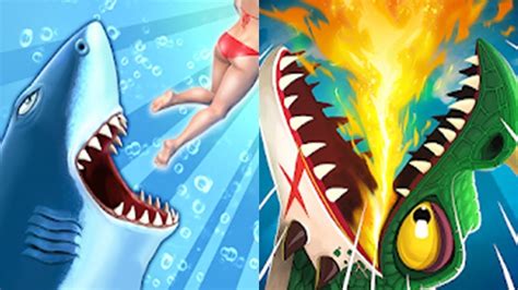 Hungry Shark Evolution Vs Hungry Dragon All Sharks And Dragons Unlocked Android Gameplay Youtube