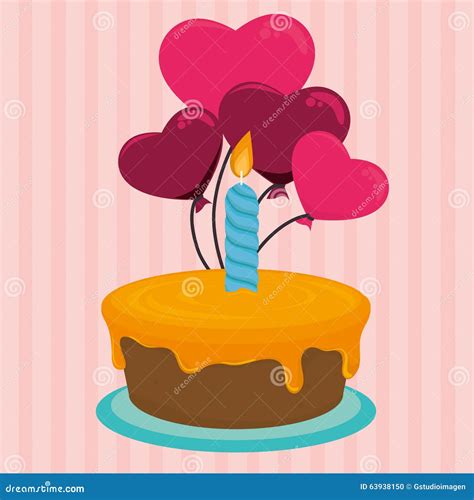 Happy Birthday Cake Stock Illustration Illustration Of Candle 63938150