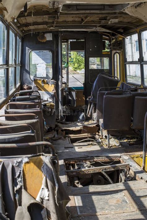 Inside of Abandoned School Bus Stock Image - Image of creepy, damage ...