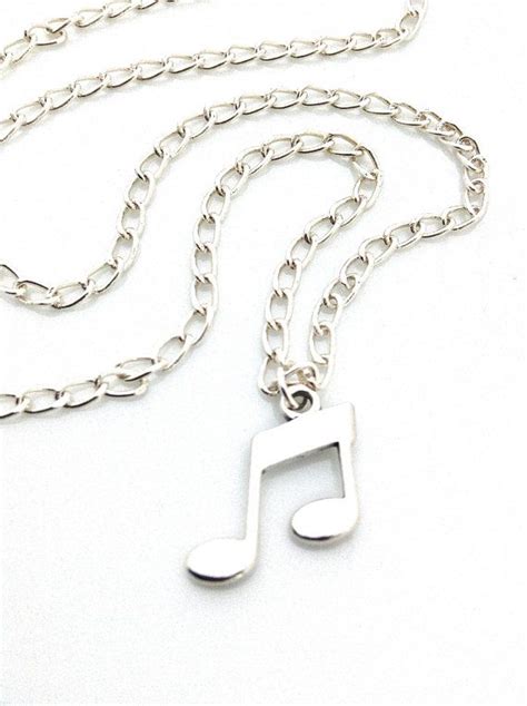 Music Note Necklace Sterling Silver Eighth Notes Necklace