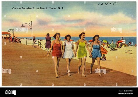 On the boardwalk, at Beach Haven, N. J. , Boardwalks, Beaches, Tichnor ...