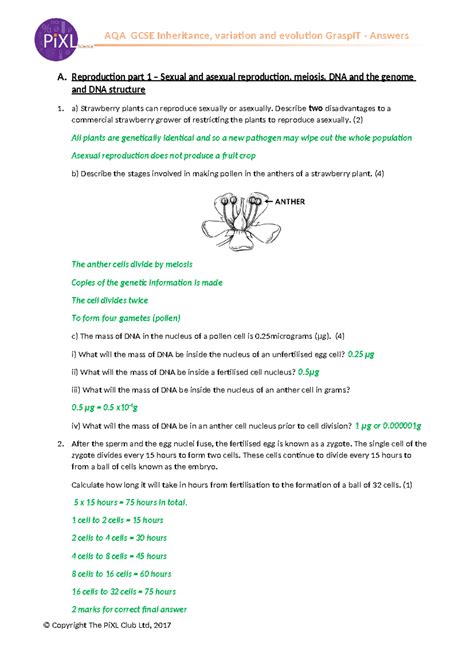 Aqa Biology Inheritance Variation Evolution Graspit Gcse Answers A