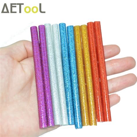 AETool 10Pcs Colorful 7x100MM Hot Melt Glue Sticks With Stars 7MM For