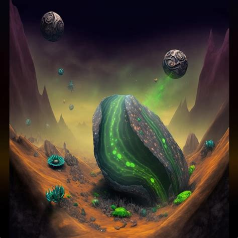 Premium AI Image | green alien planet landscape psychedelic concept art