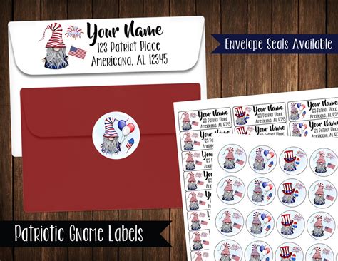 Patriotic Gnome Address Labels Mailing Labels Etsy