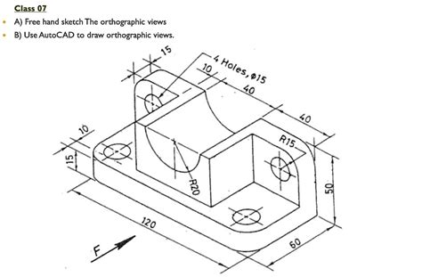 Solved Class A Freehand Sketch Of The Orthographic Views B Use