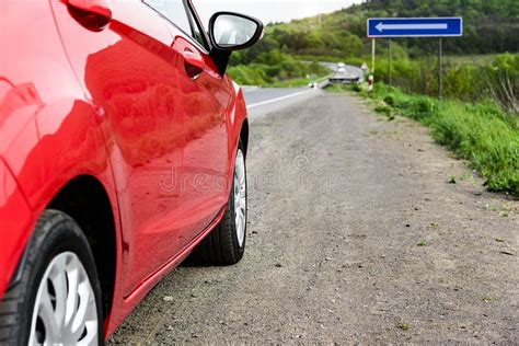 Car Parked On The Roadside Stock Image Image Of Countryside