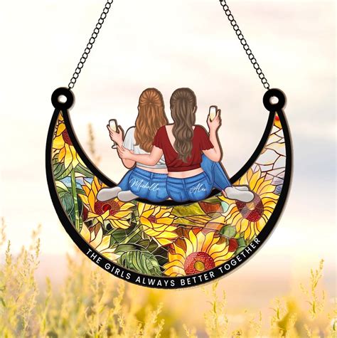 Personalized Best Friend Suncatcher Gift Custom Bestie Window Hangings