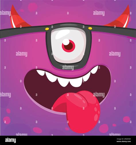 Funny Cartoon Nerd Monster Face Wearing Eyeglasses Illustration Of