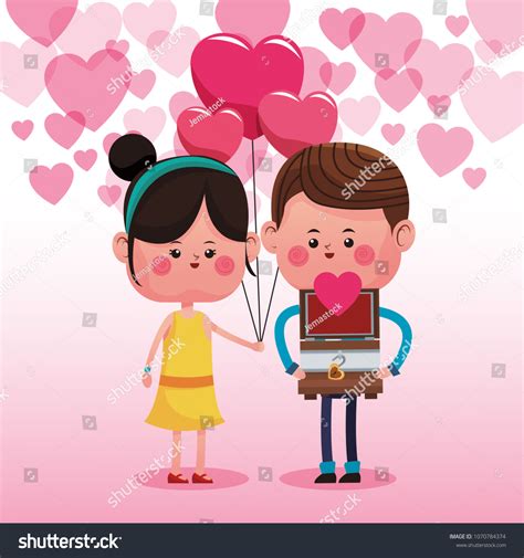 Cute Couple Love Cartoons เวกเตอร์สต็อก ปลอดค่าลิขสิทธิ์ 1070784374