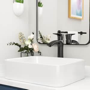 Logmey In W X In D White Porcelain Ceramic Rectangular Bathroom