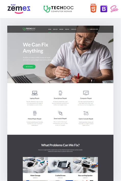 Techdoc Computer Repair Landing Page Template Computer Repair