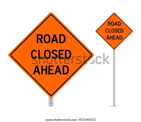 Road Closed Ahead Traffic Sign Vector Stock Vector Royalty Free