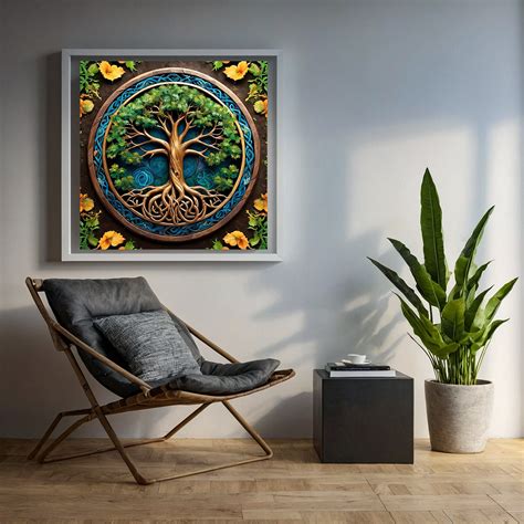 Tree Of Life Canvas Wall Art Yggdrasil Artwork Mandala Wall Art