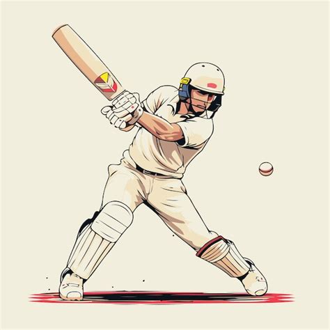 Premium Vector Cricket Player In Action With Bat And Ball Vector