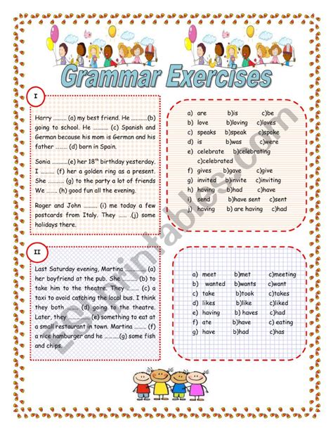 Grammar Exercises Esl Worksheet By Mariaah