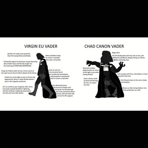 Virgin Eu Vader Chad Canon Vader All Sith Are Made More Powerful Rogue