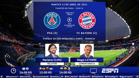 Psg Vs Bayern M Nich En Vivo Horarios Y Canales Tv D Nde Ver El