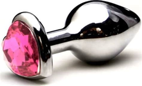 Plug Anal Jóia em Aço P Base Coração e Cristal Colorido Azul