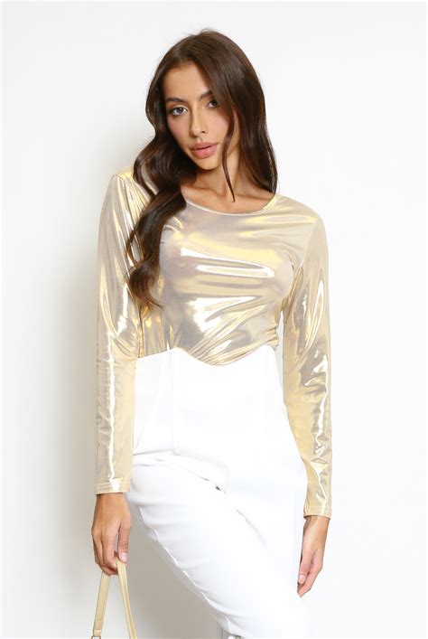 Foil Round Neck Bodysuit Buy Fashion Wholesale In The Uk
